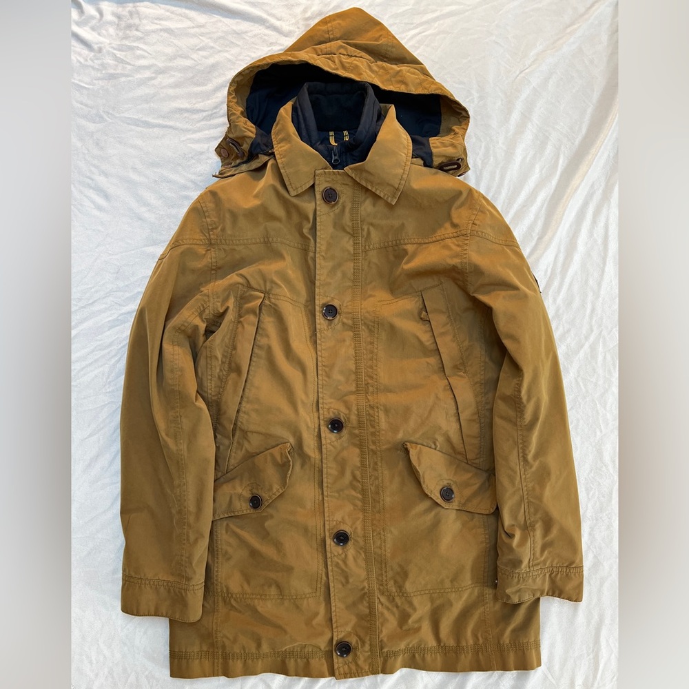 Timberland Khaki/Green 2 In 1 Parka With Removable Blue Liner, Mens Small